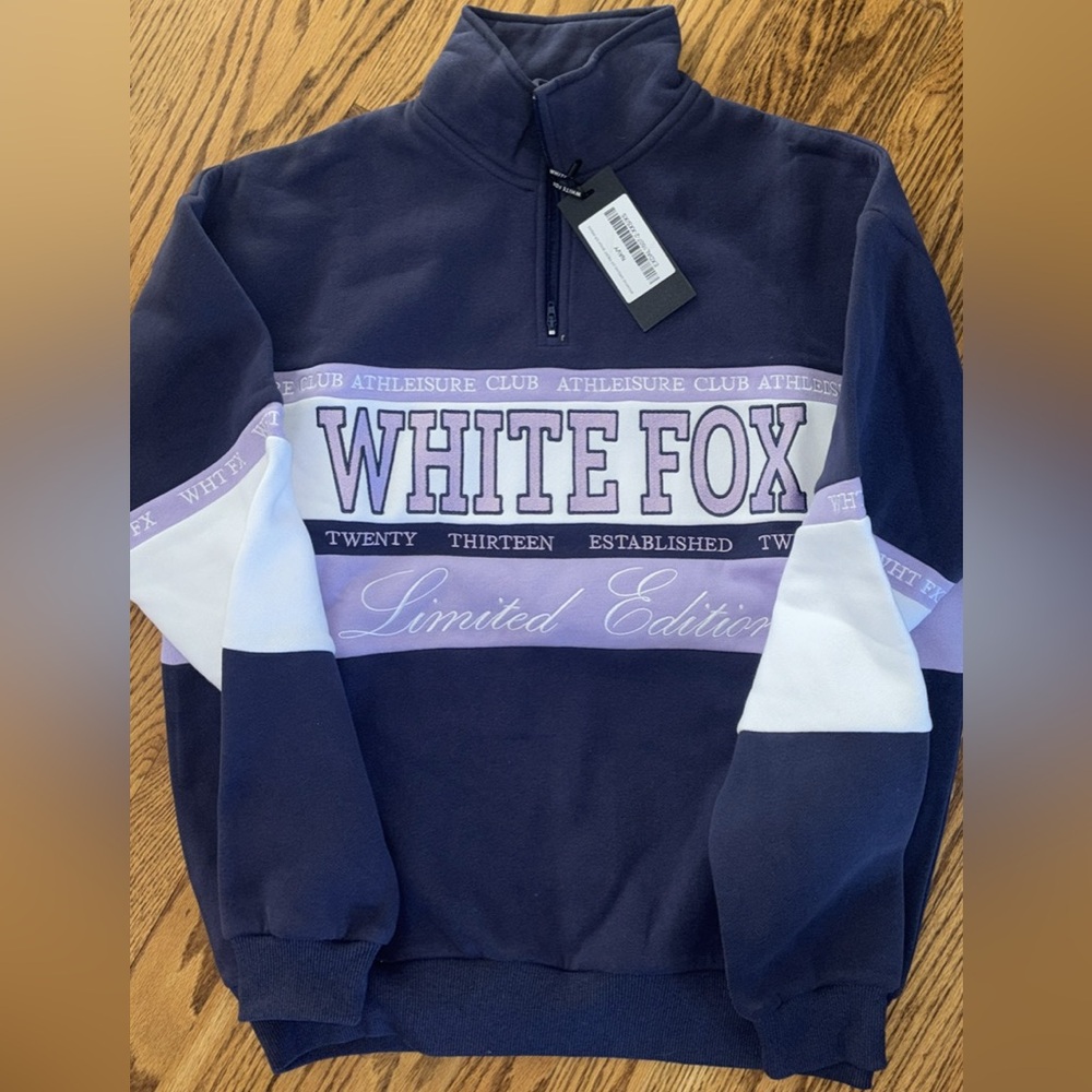 White Fox Boutique Navy and White Sweatshirt